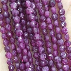 Natural Ruby Beads Faceted Circle Heat Treated, approx 4mm