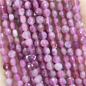 Natural Pink Tourmaline Beads Faceted Circle, approx 4mm