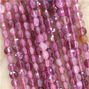Natural Pink Tourmaline Beads AA-Grade Faceted Circle, approx 4mm