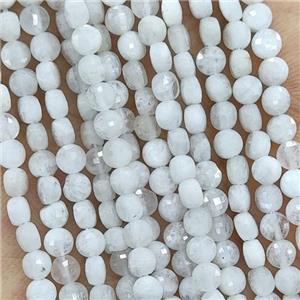 Natural White Moonstone Beads Faceted Circle, approx 4mm