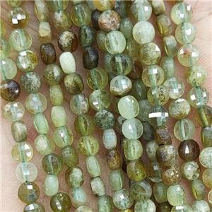Natural Green Garnet Beads Faceted Circle, approx 4mm