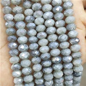 Natural Labradorite Beads Faceted Rondelle Electroplated, approx 8mm