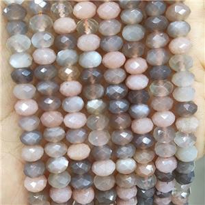 Natural Moonstone Beads Multicolor Faceted Rondelle, approx 6mm
