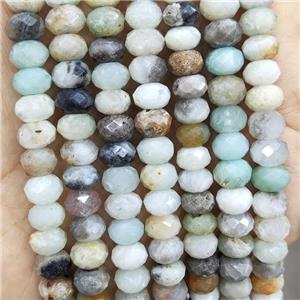 Natural Amazonite Beads Multicolor Faceted Rondelle, approx 10mm