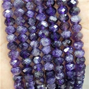 Natural Amethyst Beads Purple Faceted Rondelle, approx 8mm