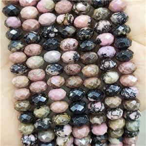 Natural Rhodonite Beads Pink Faceted Rondelle, approx 12mm