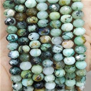 Natural Chrysocolla Beads Green Faceted Rondelle, approx 8mm