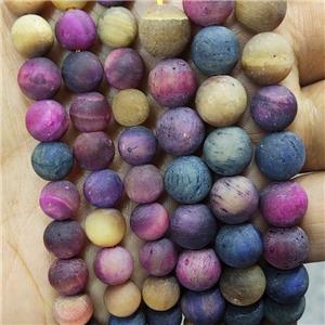 Tiger Eye Stone Beads Matte Round Mixed Color, approx 8mm dia