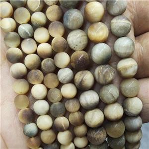 Gold Tiger Eye Stone Beads Matte Round, approx 8mm dia
