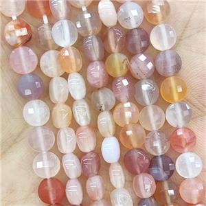 Natural Agate Beads Multicolor Faceted Circle, approx 6mm