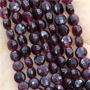 DarkRed Jade Beads Dye Faceted Circle, approx 6mm