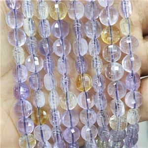 Natural Amethyst Beads With Citrine Faceted Circle, approx 8mm