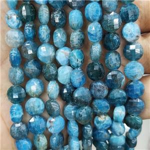 Natural Blue Apatite Beads Faceted Circle, approx 8mm