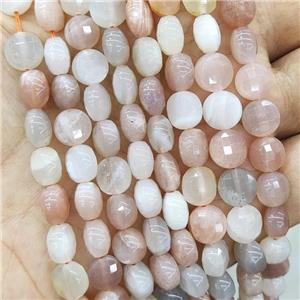 Natural Moonstone Beads Multicolor Faceted Circle, approx 8mm