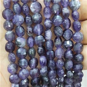 Natural Purple Amethyst Beads Faceted Circle, approx 8mm