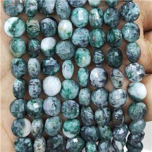 Natural Dioptase Beads Green Faceted Circle, approx 8mm