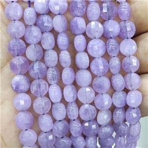Jade Beads Lavender Dye Faceted Circle, approx 8mm