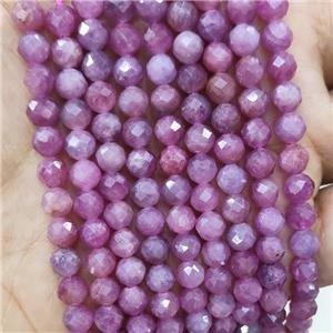 Natural Ruby Beads Faceted Round, approx 6mm