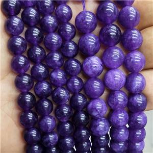 Purple Jade Beads Dye Smooth Round, approx 10mm dia