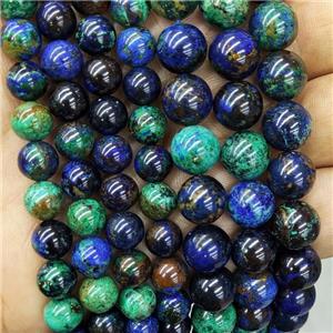 Natural Azurite Beads A-Grade Blue Green Smooth Round, approx 6mm dia