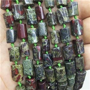 Natural Dragon Bloodstone Beads Green Tube, approx 7-14mm