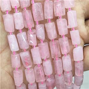 Natural Pink Rose Quartz Beads Tube, approx 7-14mm
