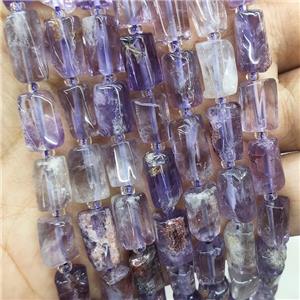 Natural Purple Phantom Quartz Tube Beads, approx 7-14mm
