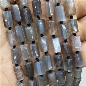 Natural Gray Moonstone Tube Beads, approx 7-14mm