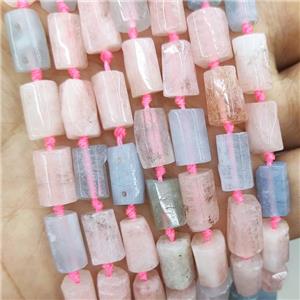 Natural Morganite Beads Multicolor Tube, approx 7-14mm