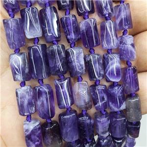 Natural Amethyst Tube Beads Purple, approx 7-14mm