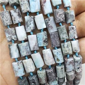 Natural Larimar Beads Blue Tube, approx 7-14mm