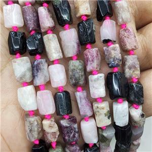 Natural Tourmaline Beads Multicolor Tube, approx 7-14mm