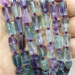 Natural Fluorite Beads Multicolor Tube, approx 7-14mm