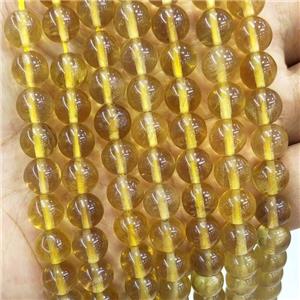 Natural Yellow Fluorite Beads Smooth Round, approx 8mm dia