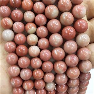 Peach Angelite Beads Smooth Round, approx 6mm dia