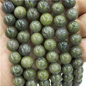 Green Epidote Beads Smooth Round, approx 10mm dia
