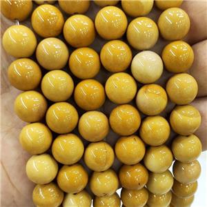 Natural Yellow Mookaite Beads Smooth Round, approx 6mm dia
