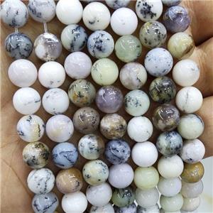 Natural Moss Opal Beads White Smooth Round, approx 6mm dia