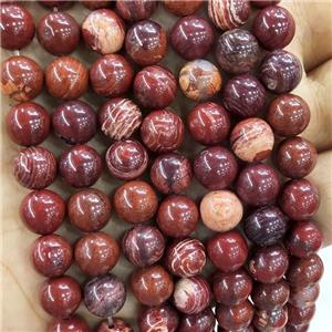 Natural Australian Poppy Jasper Beads Lace Red Smooth Round, approx 6mm dia