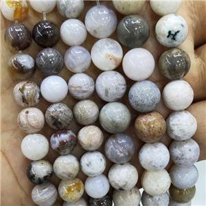 Natural Bamboo Agate Zhuye Smooth Round, approx 8mm dia