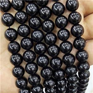 Natural Coal Crystal Beads Black Smooth Round, approx 4mm dia