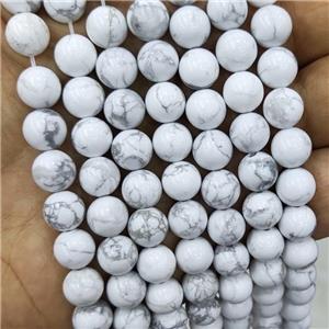 White Howlite Turquoise Beads Smooth Round, approx 4mm dia