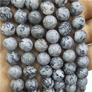 Natural Gray Map Jasper Beads Smooth Round, approx 6mm dia