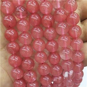 Red Synthetic Quartz Beads Smooth Round, approx 10mm dia