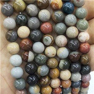 Natural American Polychrome Picture Jasper Beads Smooth Round, approx 10mm dia