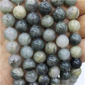Natural Green Rutilated Quartz Beads Smooth Round, approx 4mm dia