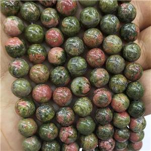 Natural Unakite Beads Green Red Smooth Round, approx 4mm dia