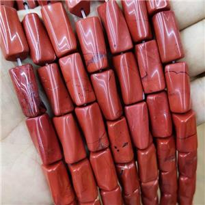 Natural Red Jasper Twist Tube Beads, approx 10-20mm, 22pcs per st