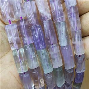 Natural Fluorite Beads Fluorite Twist Tube, approx 10-20mm, 22pcs per st