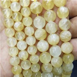 Natural Yellow Calcite Beads Smooth Round, approx 10.5mm